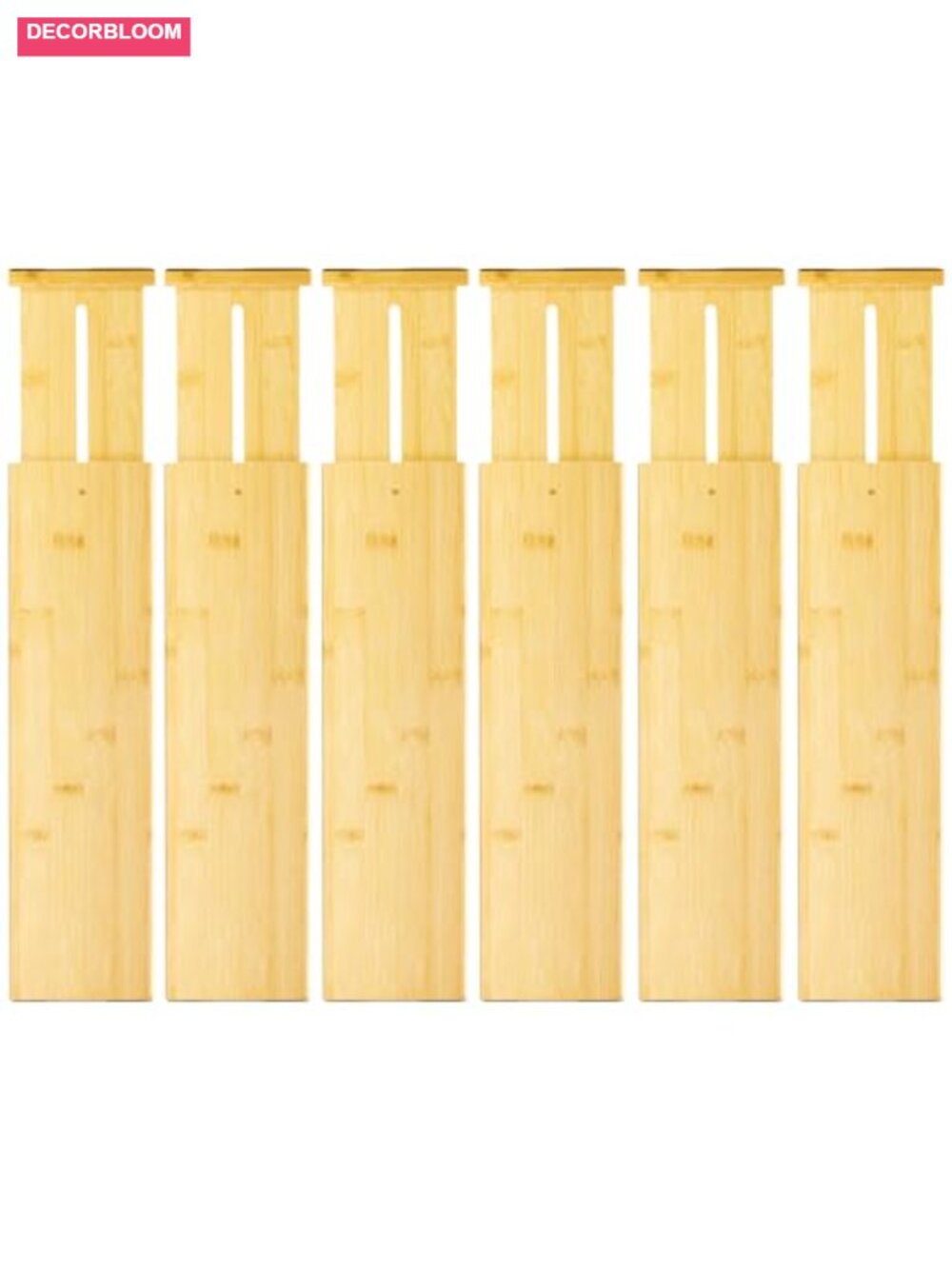 6 Pack Bamboo Drawer Dividers 4" High Adjustable 11.9-17.1" Organizers